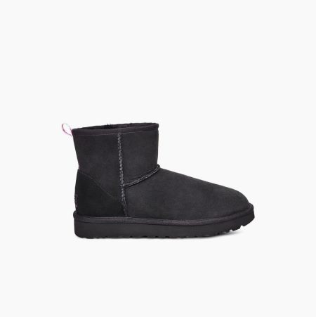 UGG Classic Mini II Graphic Logo - Boots Dame - Svart / Rosa (NO-H845)